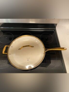 14” Gotham Gold Ceramic Nonstick Frying Pan with Lid